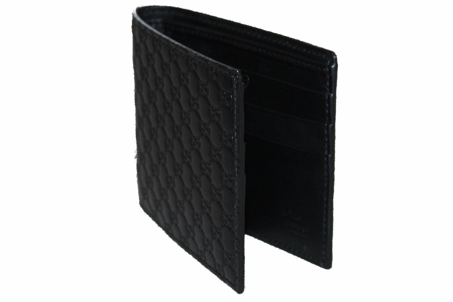 Gucci Men's Microguccissima GG Black Leather Bifold Wallet