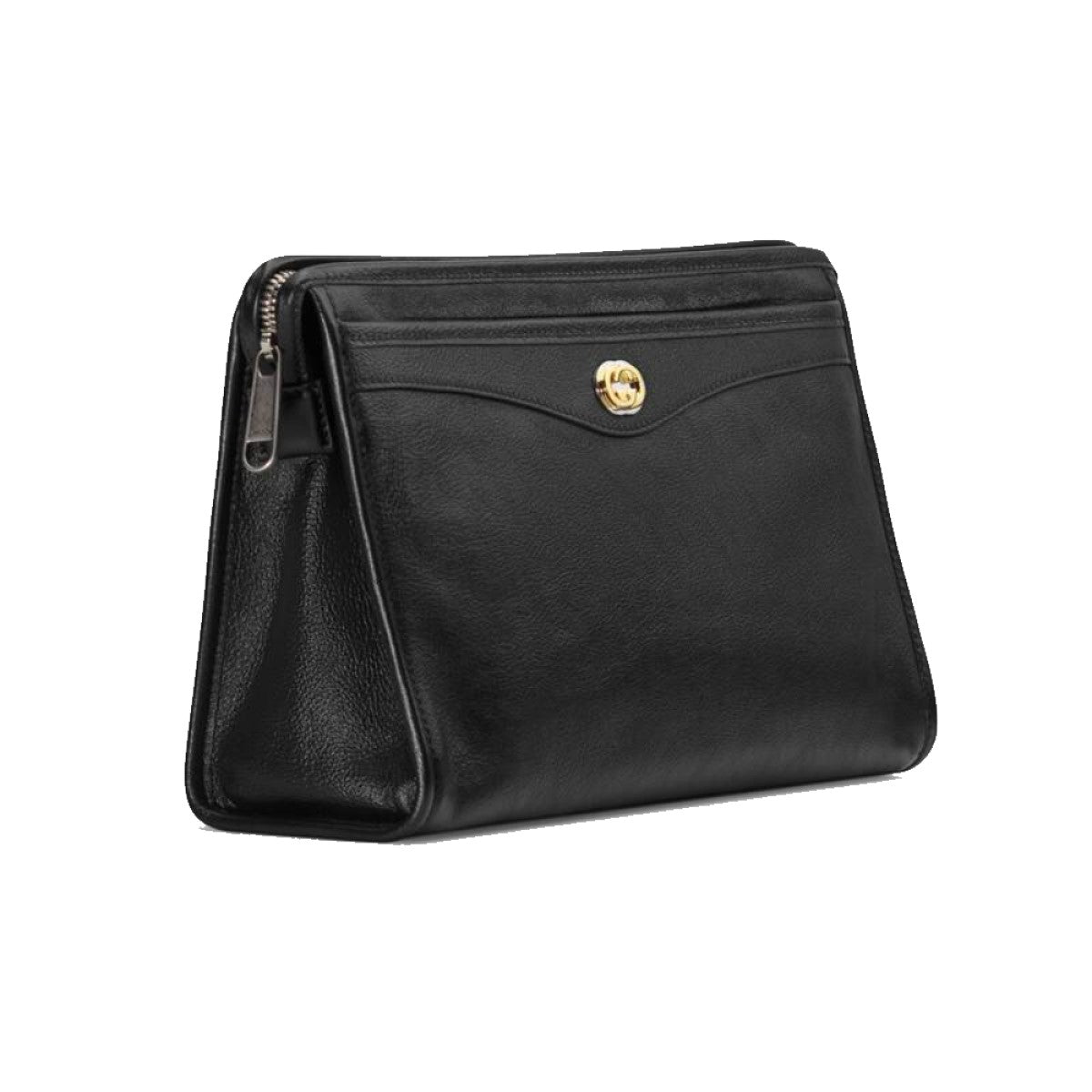 Gucci Morpheus Black Fluffy Calf Leather Cosmetic Pouch Bag 575991