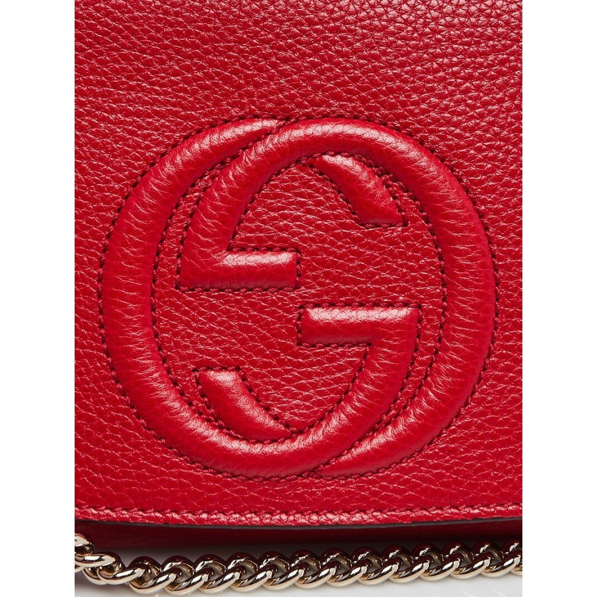 Gucci Soho Disco Red Leather GG Tassel Chain Crossbody Bag