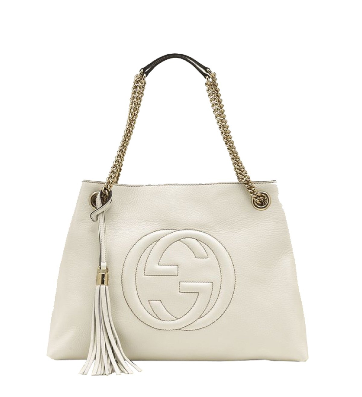 Gucci Soho GG Ivory Leather Chain Shoulder Bag 536196