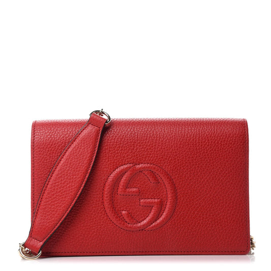 Gucci Soho Wallet on Chain Red Leather Cross Body Bag 598211