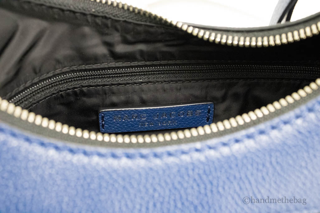 Marc Jacobs Small Azure Blue Pebbled Leather Crescent Shoulder Hobo Handbag