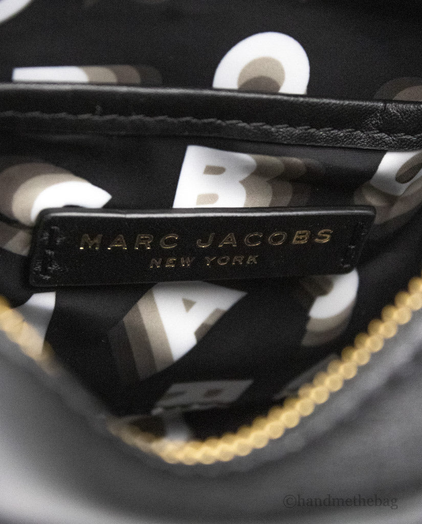 Marc Jacobs Signet Flash Black Smooth Leather Camo Strap Camera Crossbody Bag