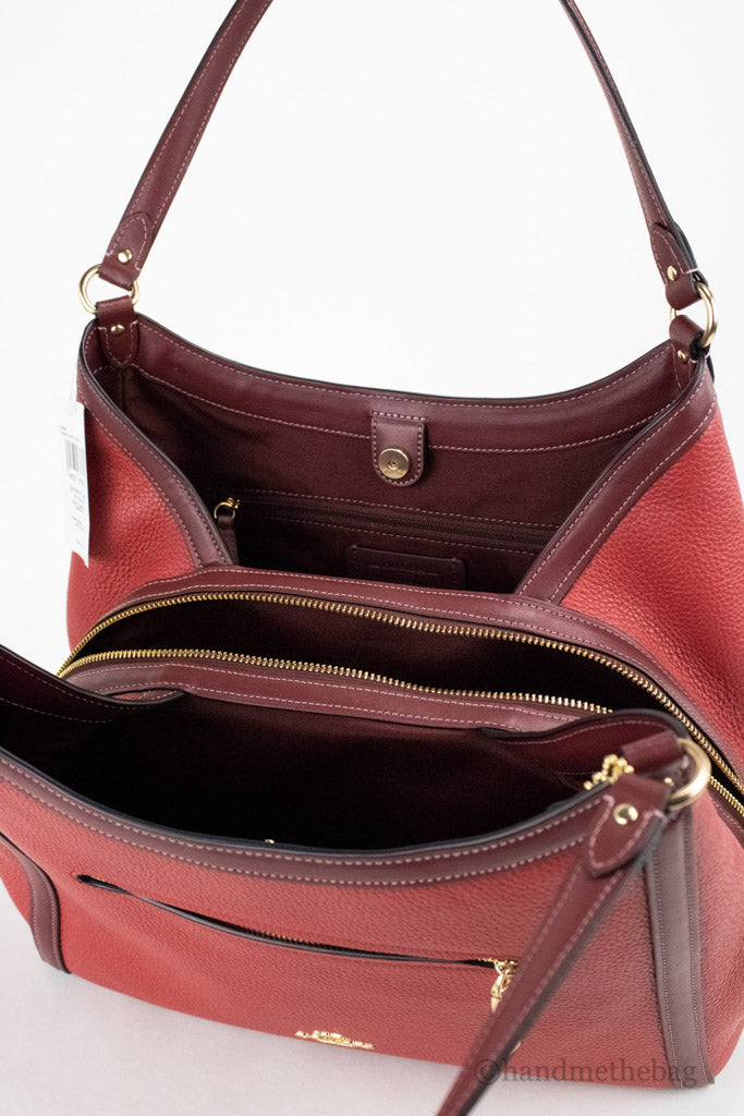 Coach (C6828) Kristy Red Apple Pebbled Leather Triple Compartment Shoulder Bag