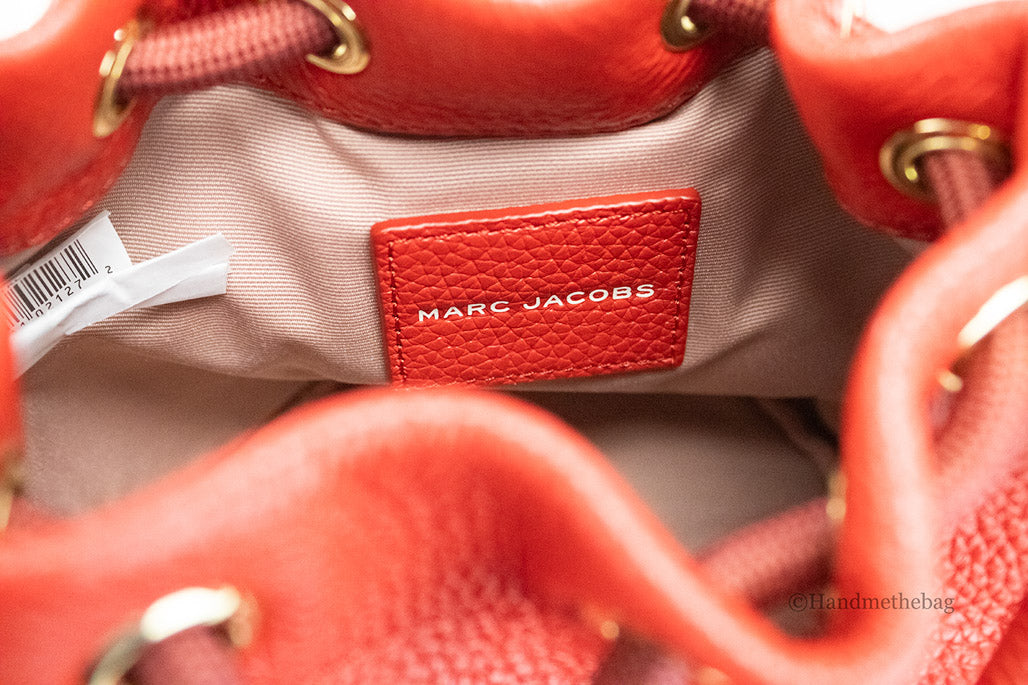 Marc Jacobs The Micro Bucket True Red Leather Top Handle Bucket Crossbody Bag