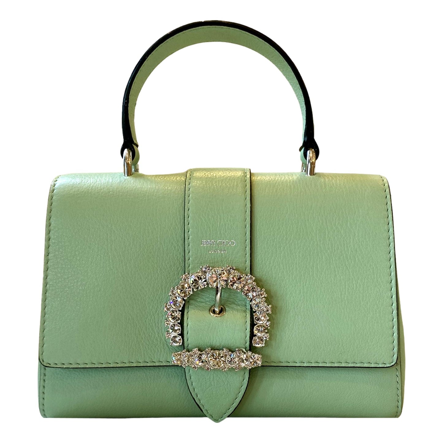 Jimmy Choo Cheri Mint Green Leather Top Handle Bag OSQM | 028