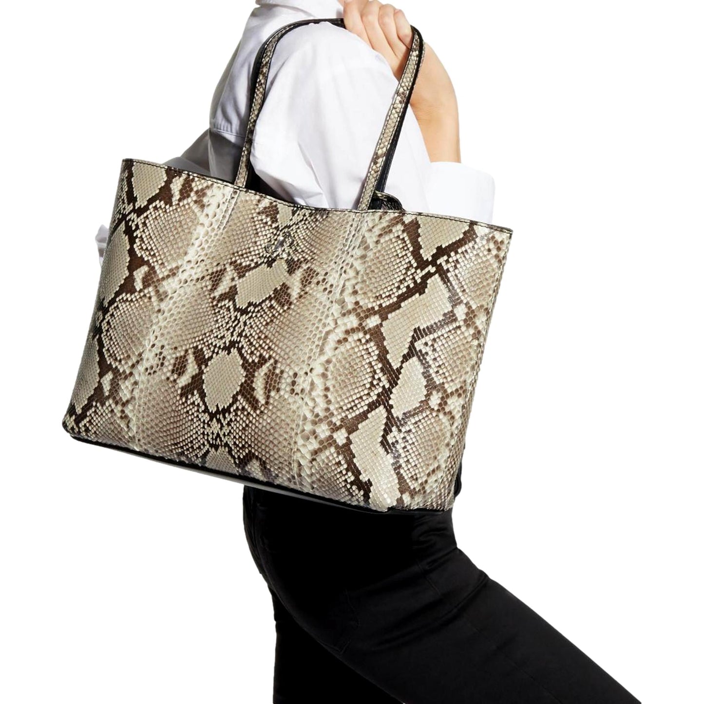 Jimmy Choo Martina Light Stone Snake Printed Tote OPSL | 028