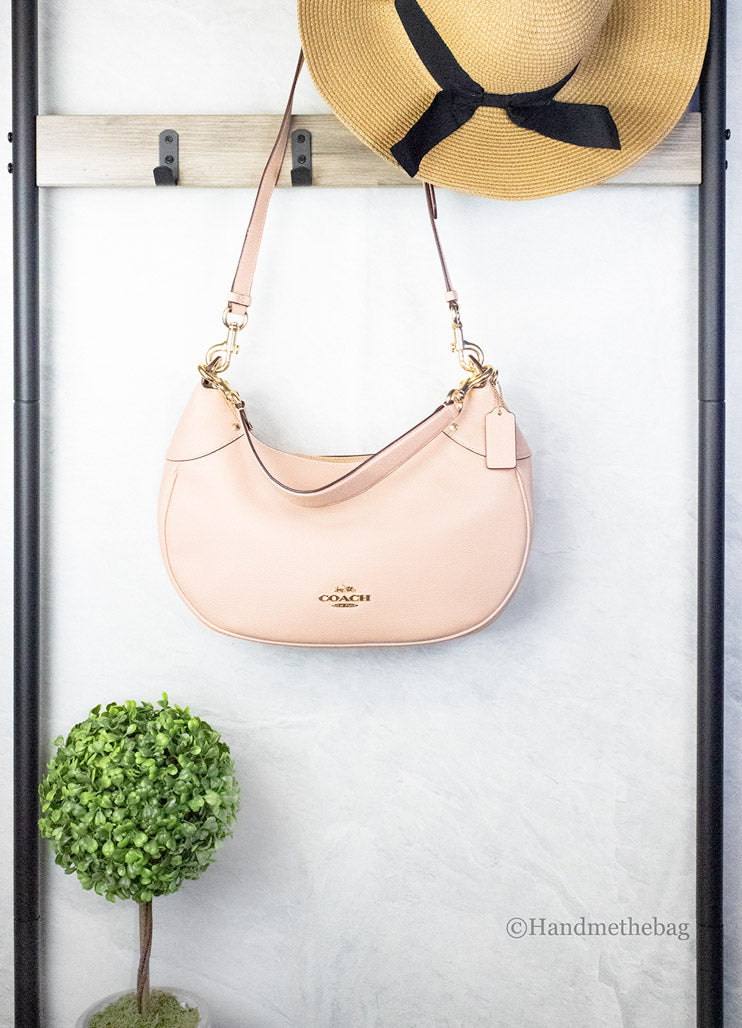 Coach (CI790) Mara Shell Pink Pebbled Leather Convertible Hobo Shoulder Crossbody Handbag