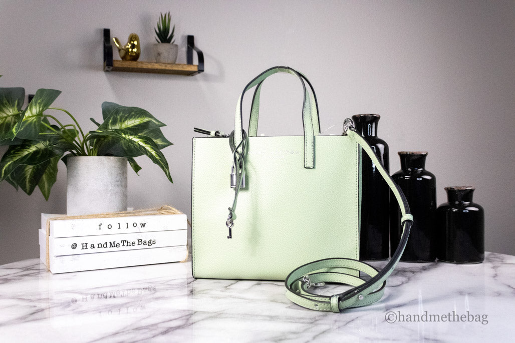 Marc Jacobs Mini Grind Mint Green Pebbled Leather Crossbody Tote Handbag