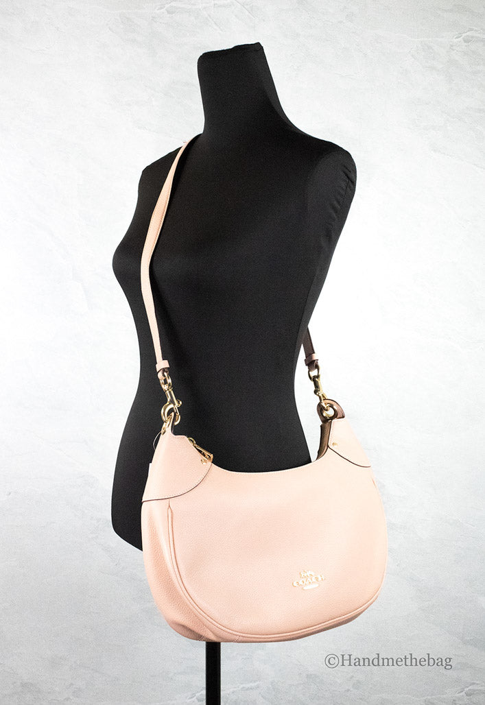 Coach (CI790) Mara Shell Pink Pebbled Leather Convertible Hobo Shoulder Crossbody Handbag