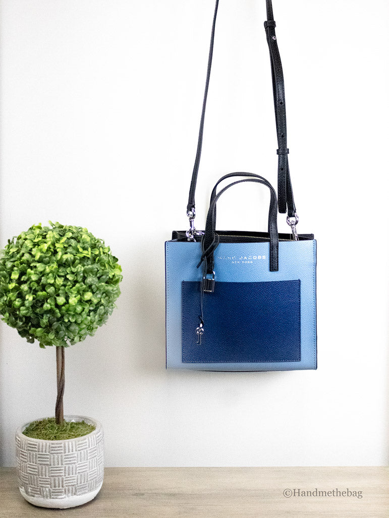 Marc Jacobs Grind Mini Blue Heaven Colorblock Leather Tote Crossbody Handbag