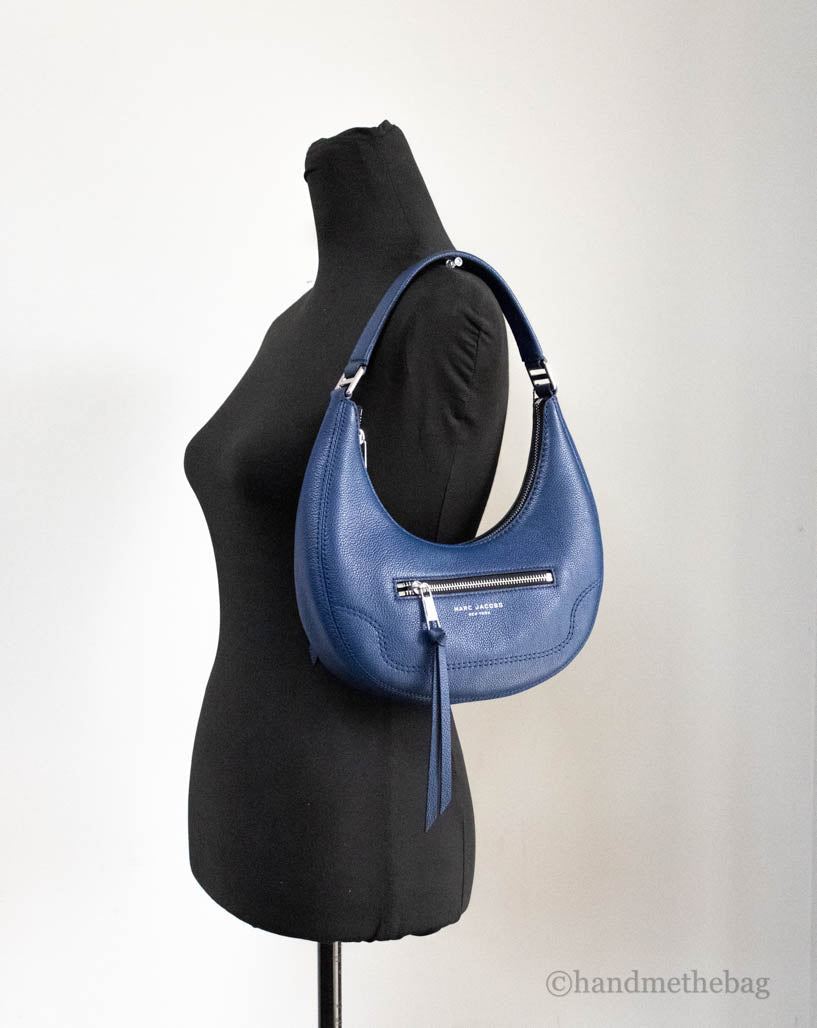 Marc Jacobs Small Azure Blue Pebbled Leather Crescent Shoulder Hobo Handbag