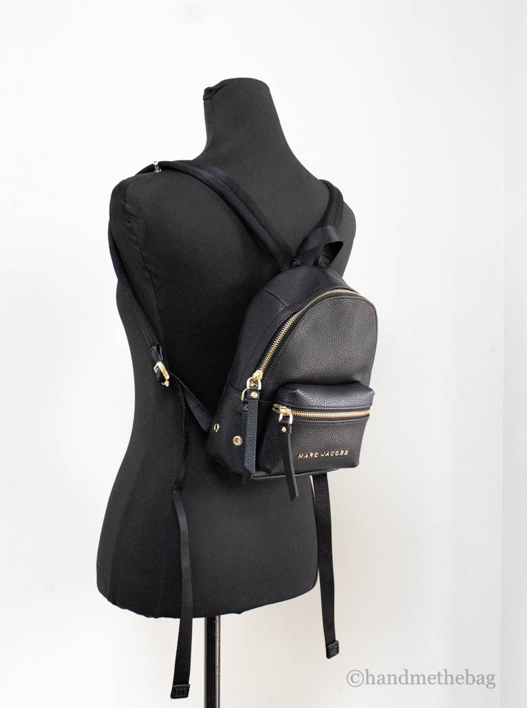 Marc Jacobs Mini Black Pebbled Leather Adjustable Backpack Bag Bookbag