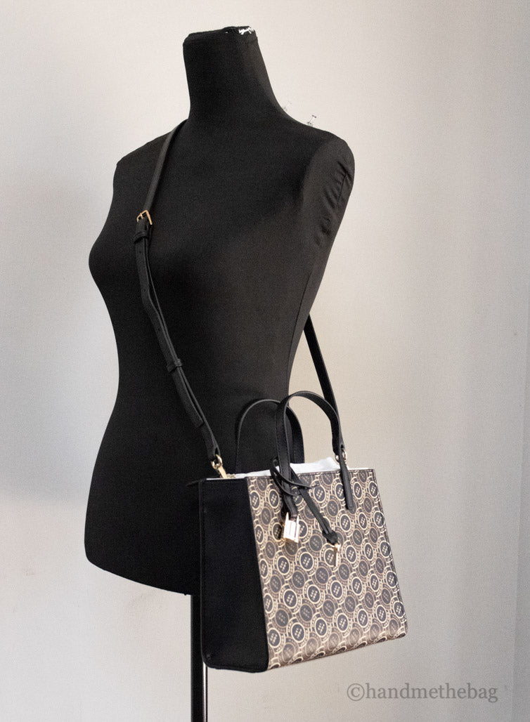 Marc Jacobs Mini Grind Signet Printed Pebbled Leather Crossbody Tote Handbag