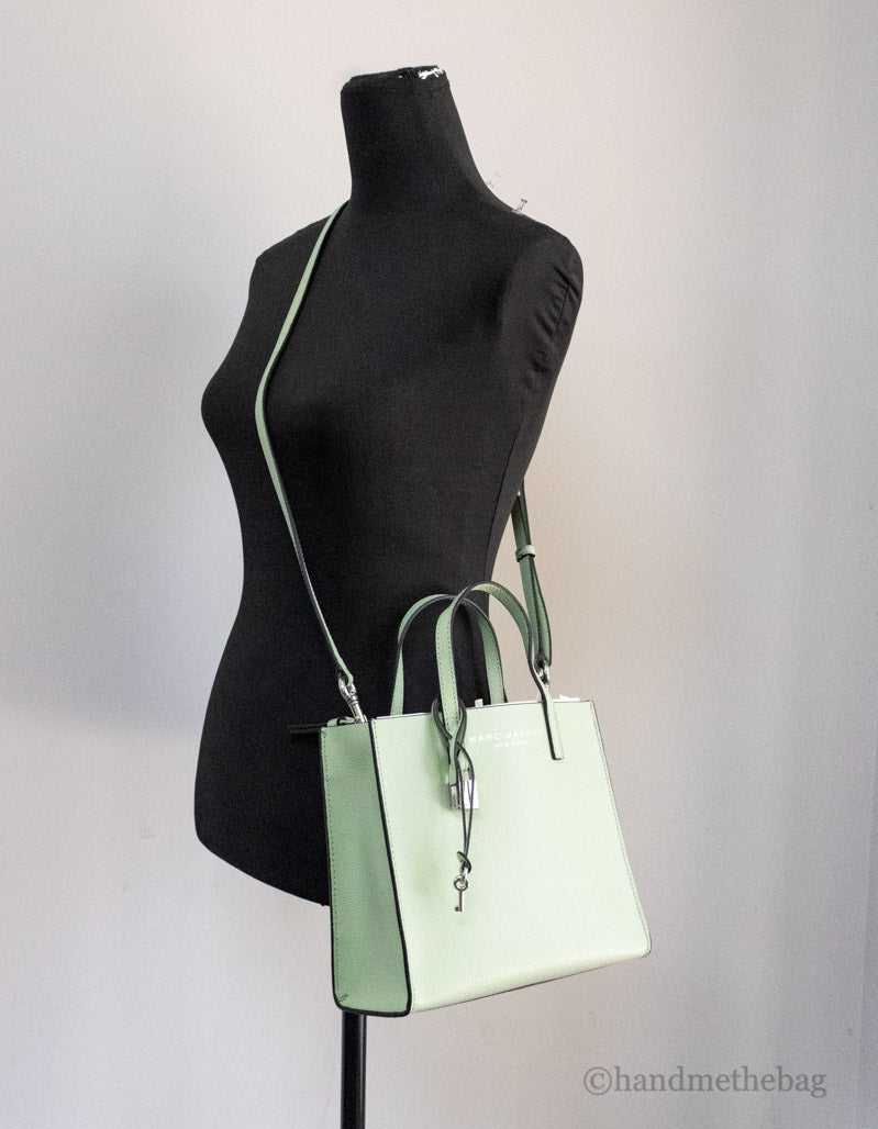 Marc Jacobs Mini Grind Mint Green Pebbled Leather Crossbody Tote Handbag