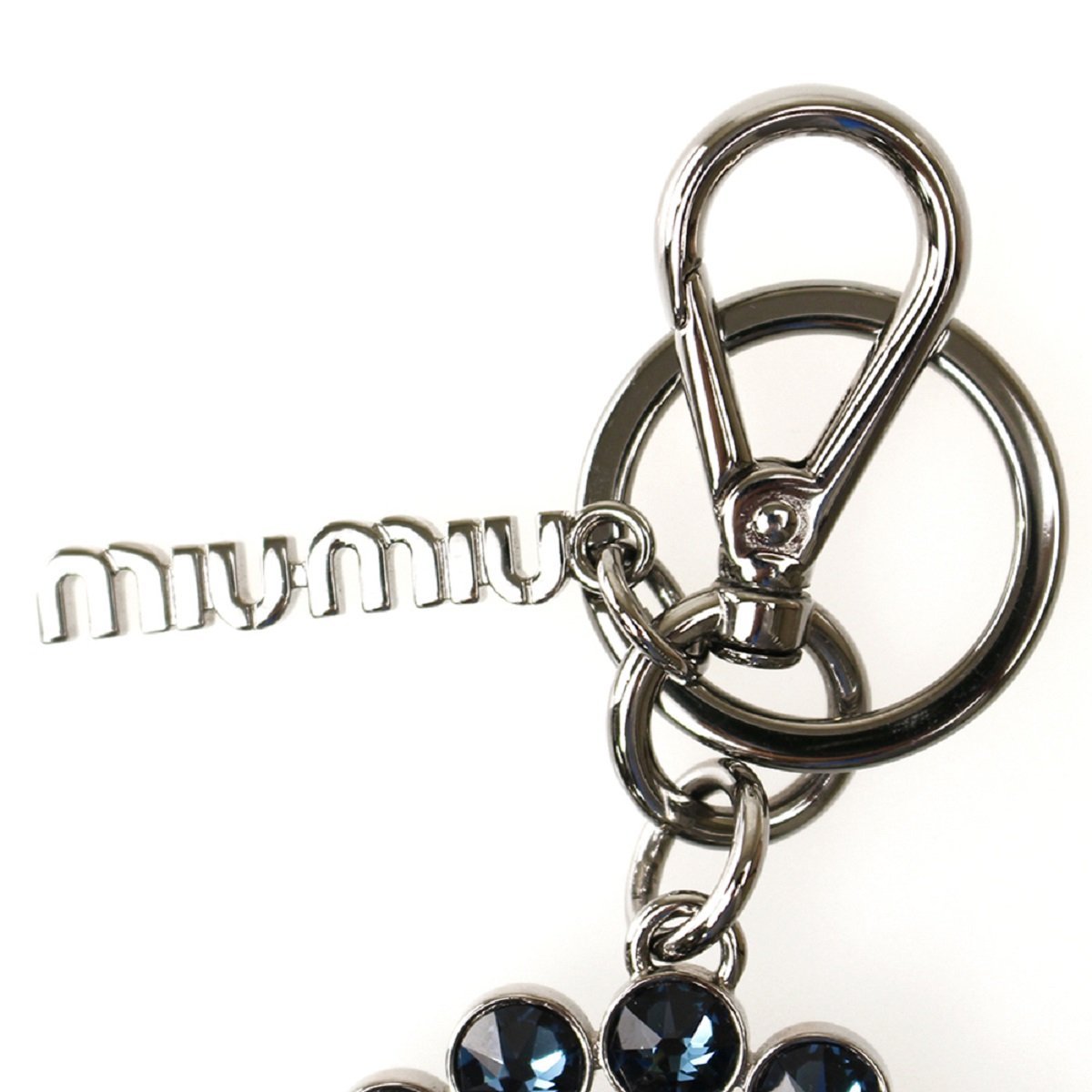 Miu Miu Trick Oval Charm Key Chain with Dark Blue Crystal 5TM092