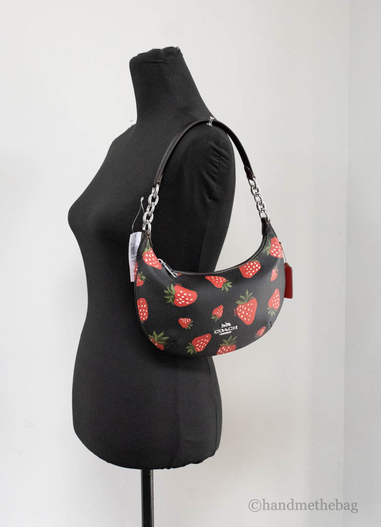 Coach (CH330) Payton Small Wild Strawberry Print Coated Canvas Hobo Shoulder Bag