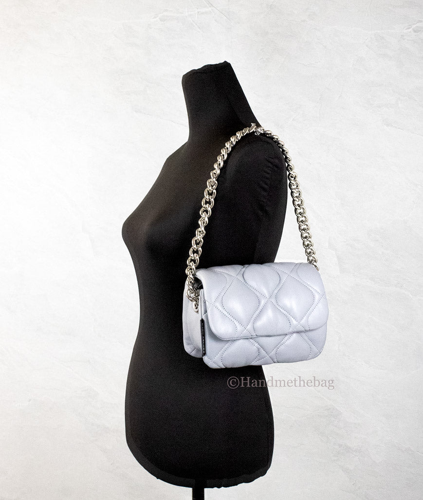 Marc Jacobs Small Rock Grey Quilted Smooth Leather Shoulder Crossbody Handbag