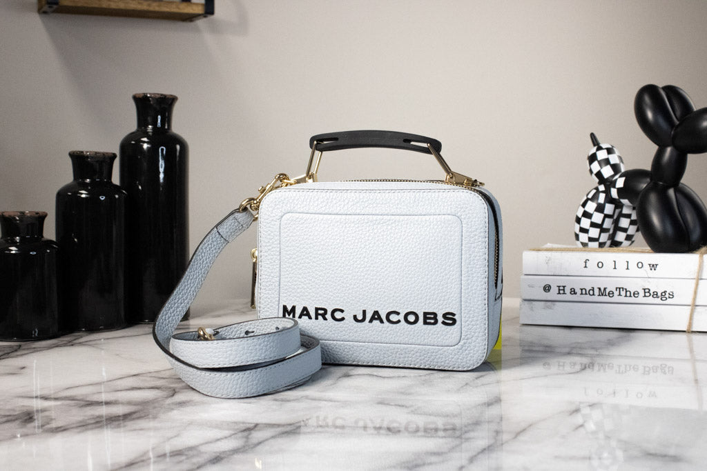 Marc Jacobs The Box Quarry Textured Leather Logo Top Handle Crossbody Handbag