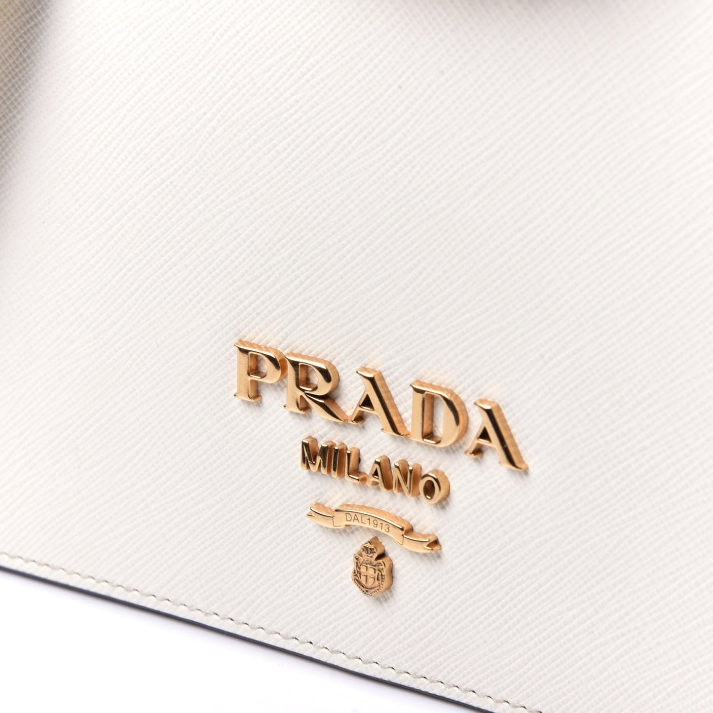 Prada Bianco White Black Saffiano Leather Chain Crossbody Bag