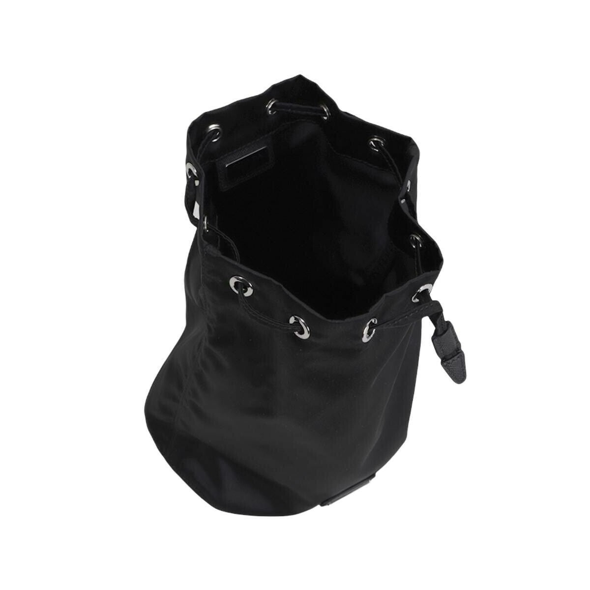 Prada Black Tessuto Nylon Triangle Logo Drawstring Bucket Bag 1NA369