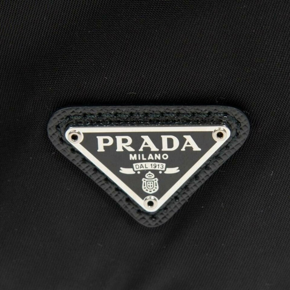 Prada Black Tessuto Nylon Triangle Logo Drawstring Bucket Bag 1NA369