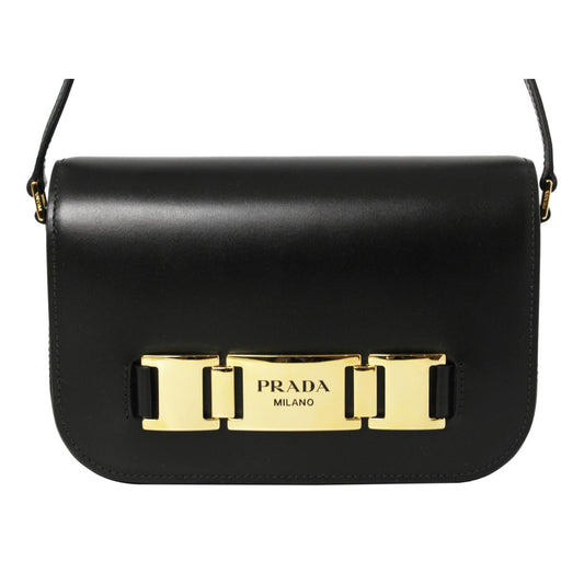 Prada City Calf Leather Black Crossbody Flap Bag 1BD244