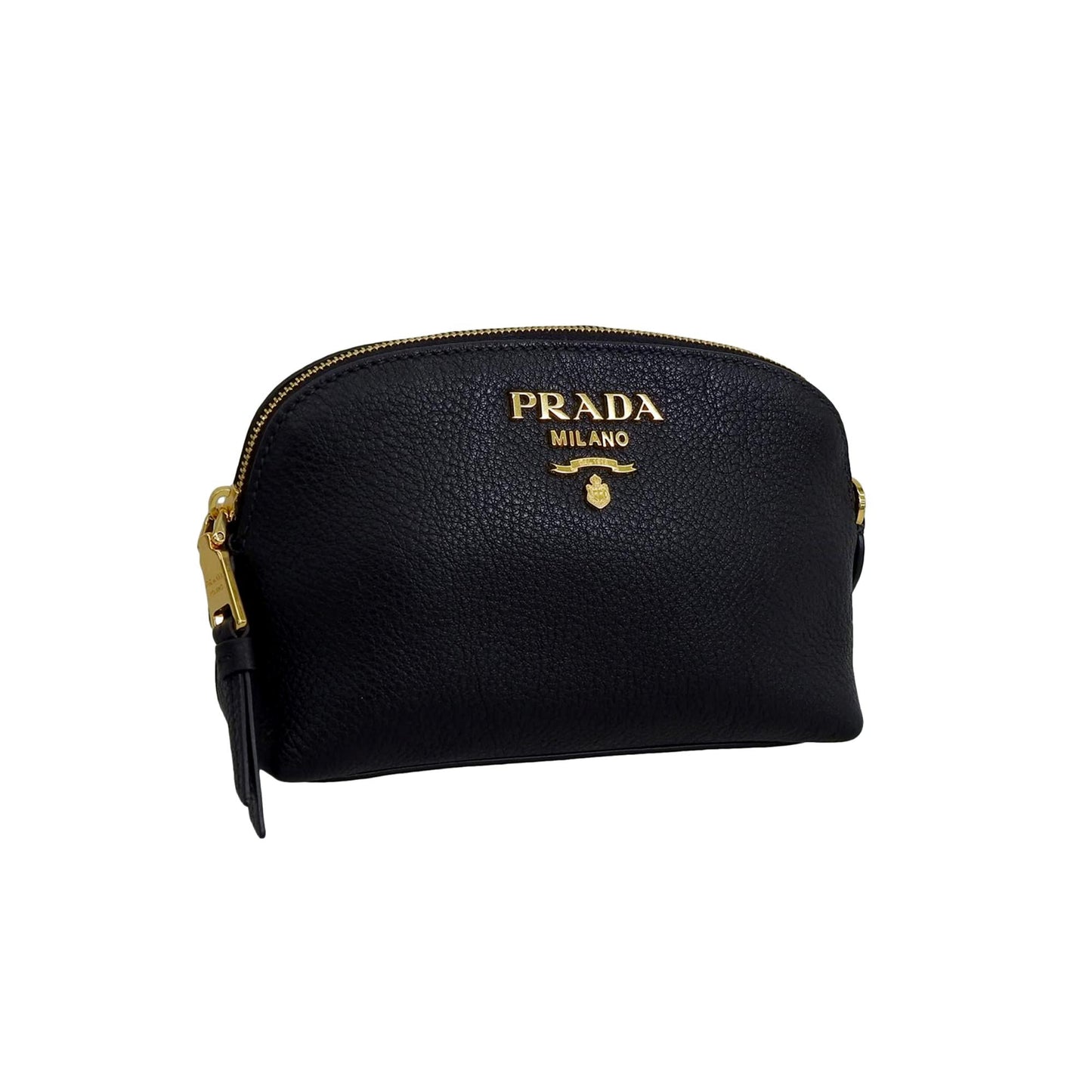 Prada Contenitore Nero Vitello Daino Vanity Cosmetic Case 1ND005