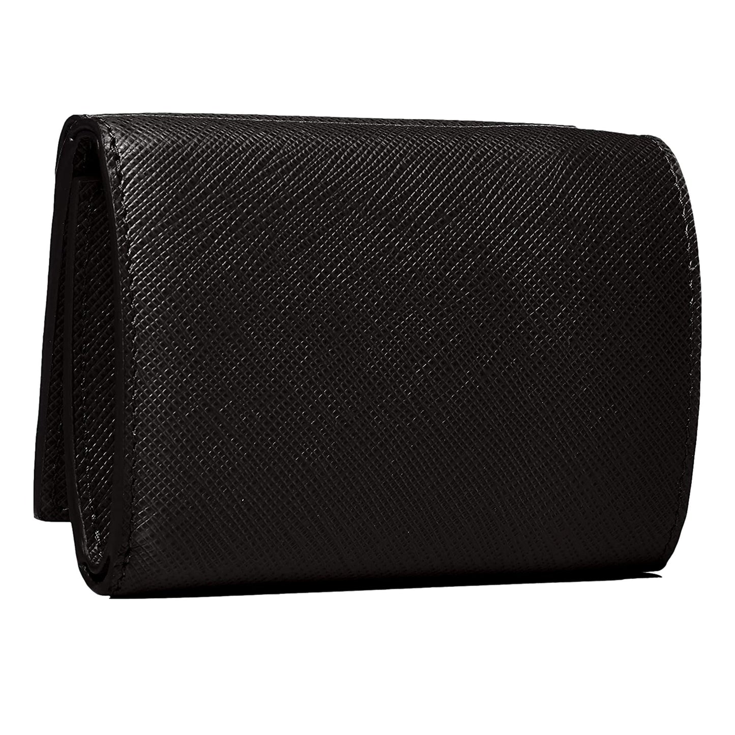 Prada Saffiano Black Leather Envelope Trifold Wallet 1MH021