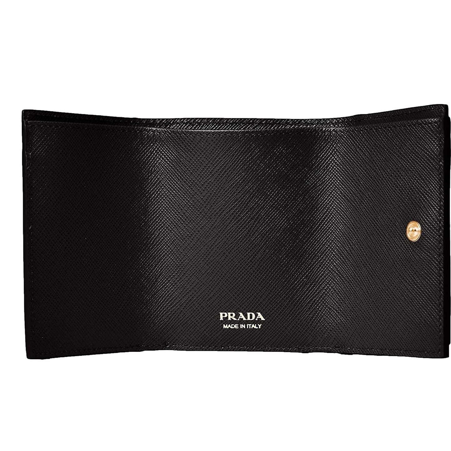 Prada Saffiano Black Leather Envelope Trifold Wallet 1MH021