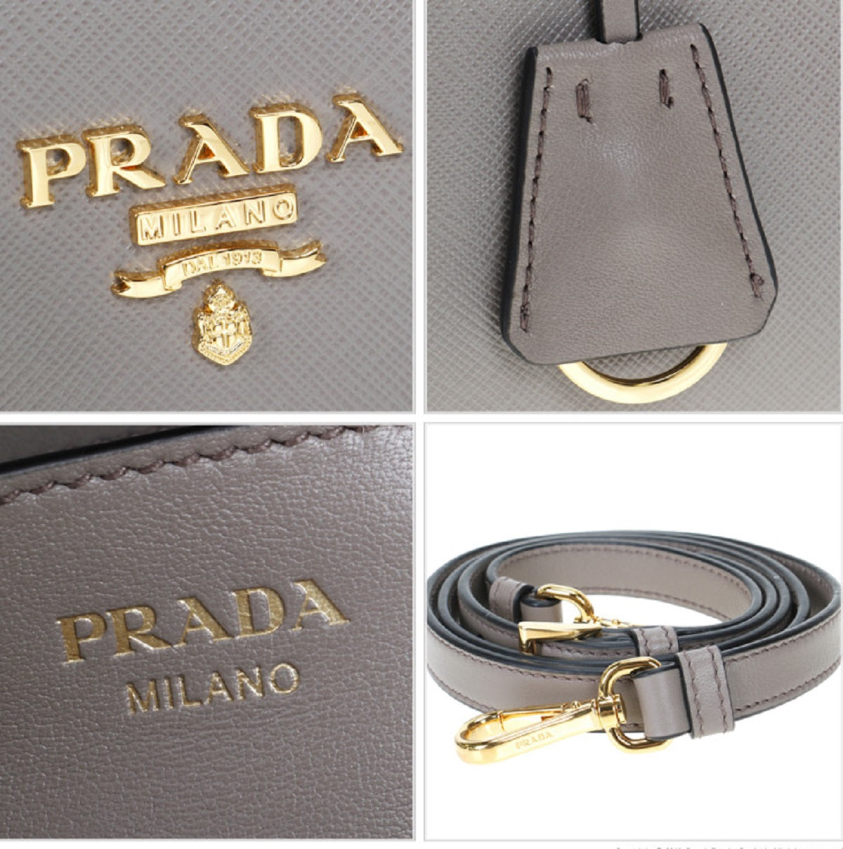 Prada Saffiano Leather Argilla Satchel Handbag 1BA113