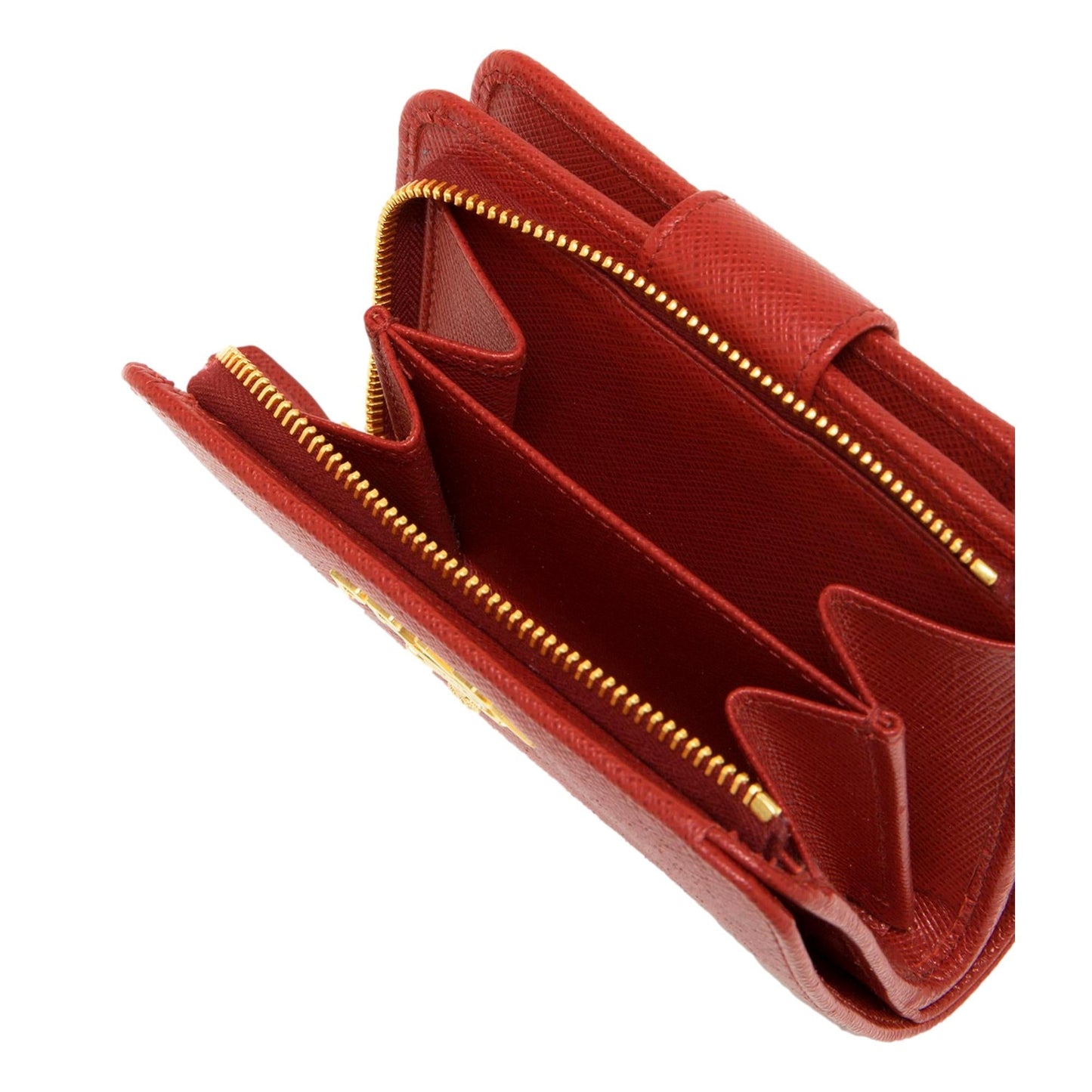 Prada Saffiano Rosso Red Snap Bifold Wallet