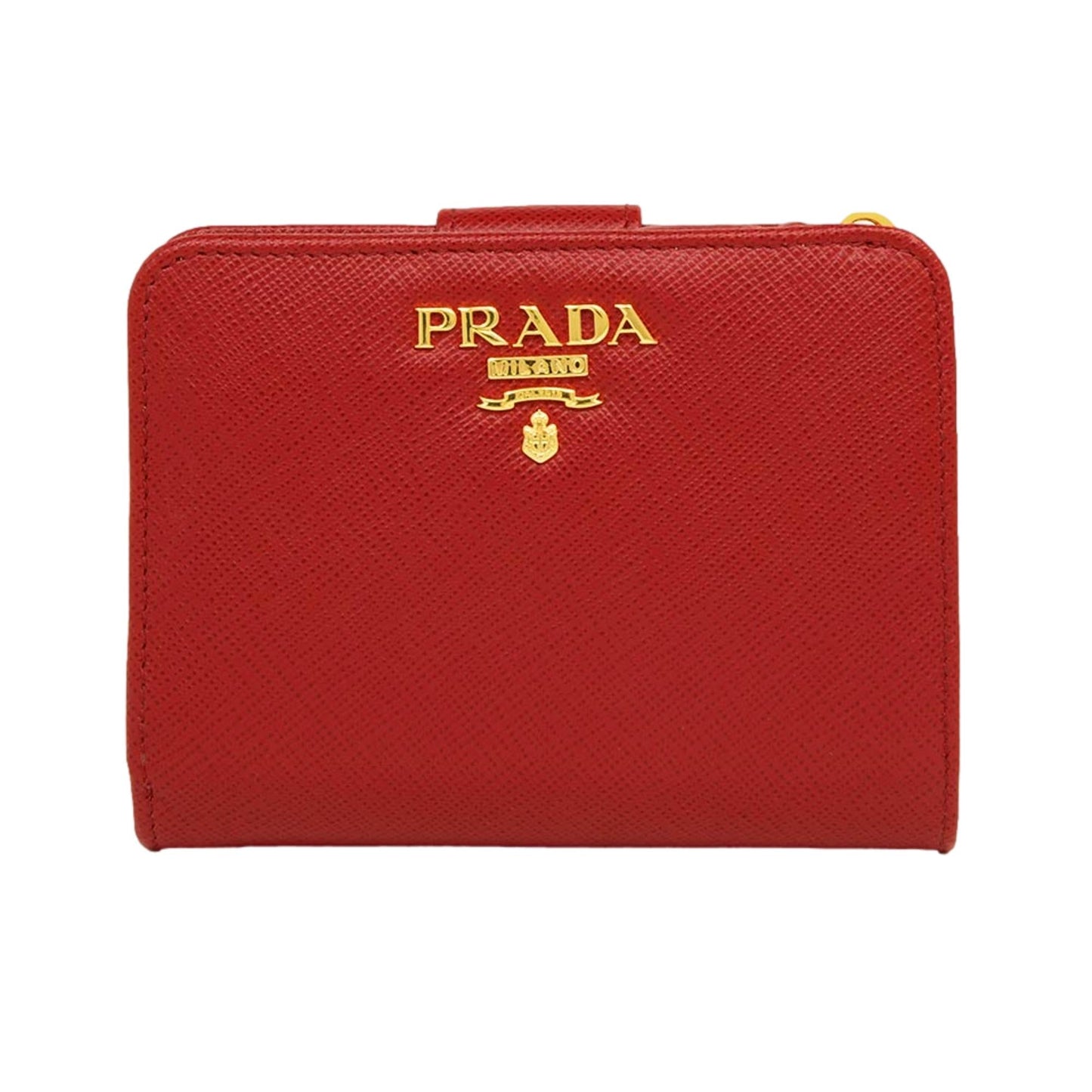 Prada Saffiano Rosso Red Snap Bifold Wallet