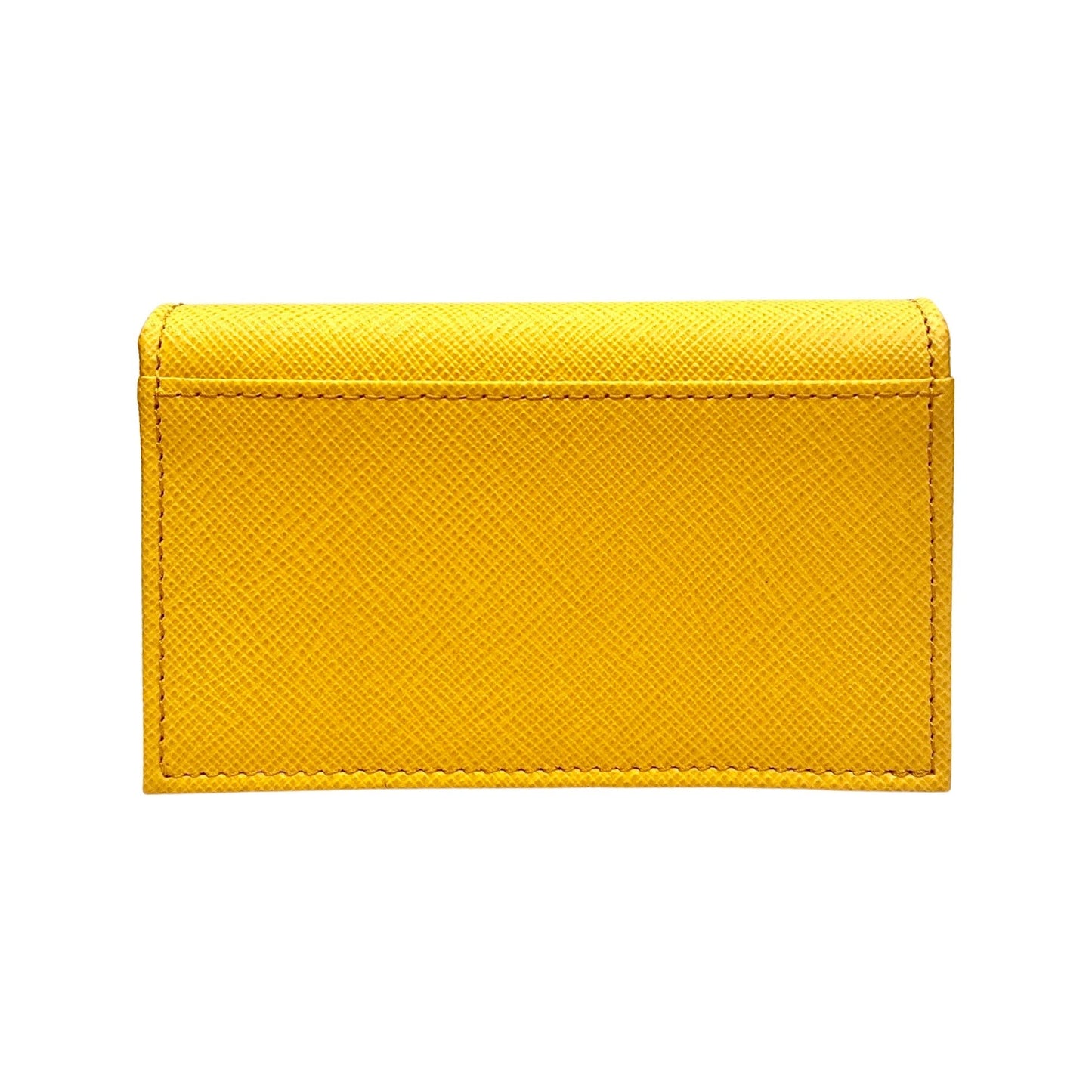 Prada Saffiano Yellow Leather Card Case Wallet 1MC122