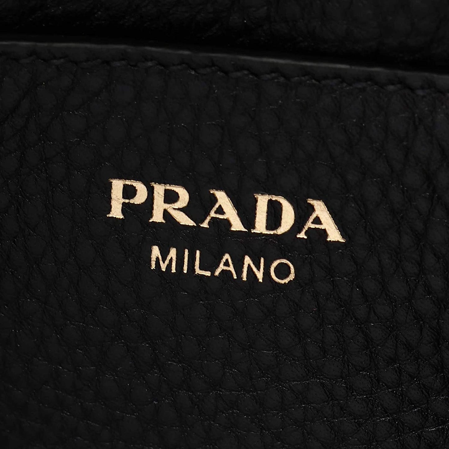 Prada Vitello Phenix Black Leather Flap Crossbody Bag 1BD163