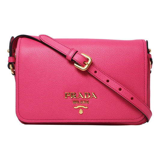 Prada Vitello Phenix Peonia Leather Flap Crossbody Bag 1BD163