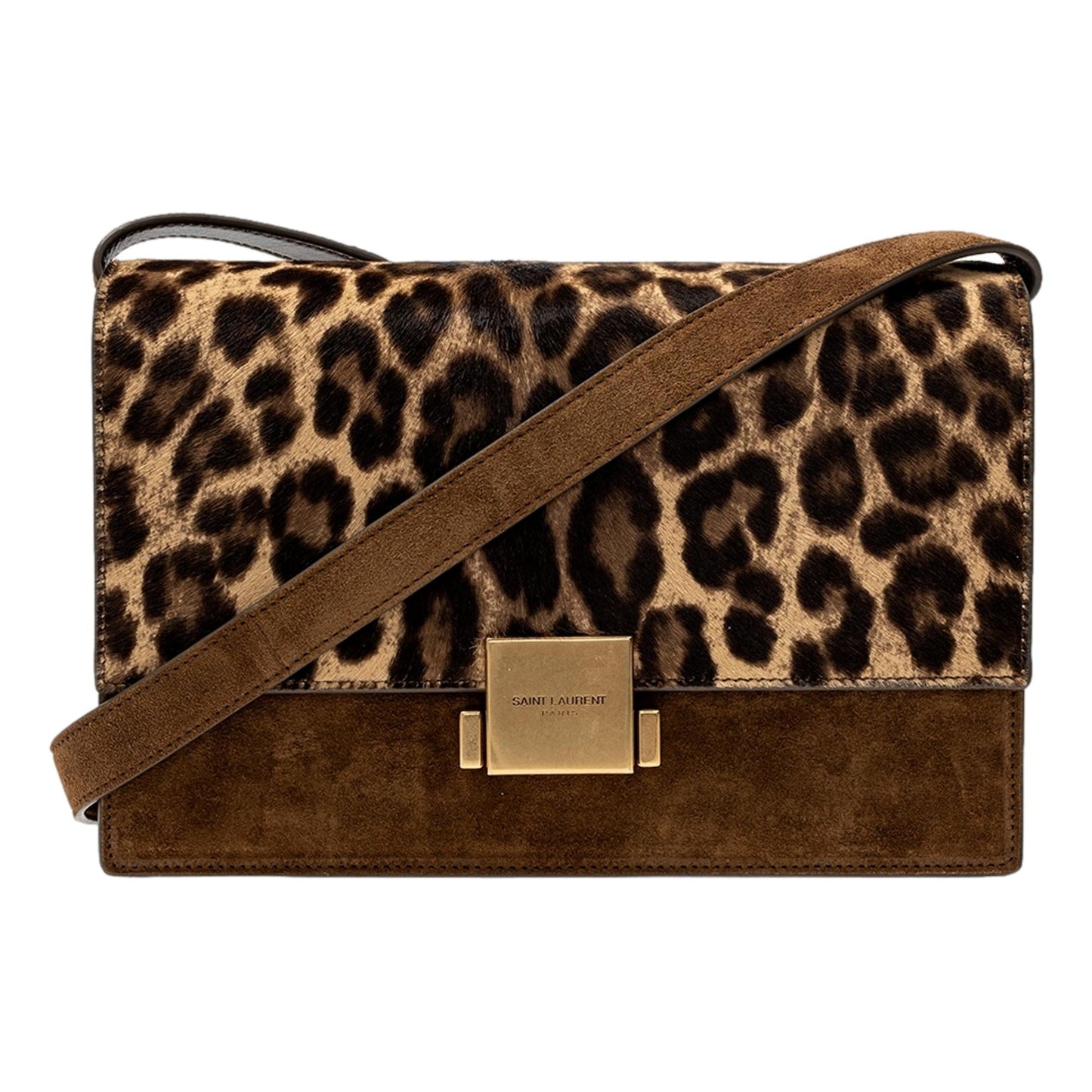 Saint Laurent Bellechasse Leopard Print Pony Hair Suede Crossbody 482044