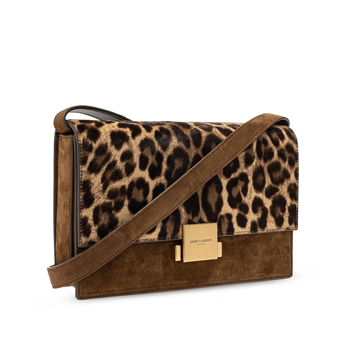 Saint Laurent Bellechasse Leopard Print Pony Hair Suede Crossbody 482044