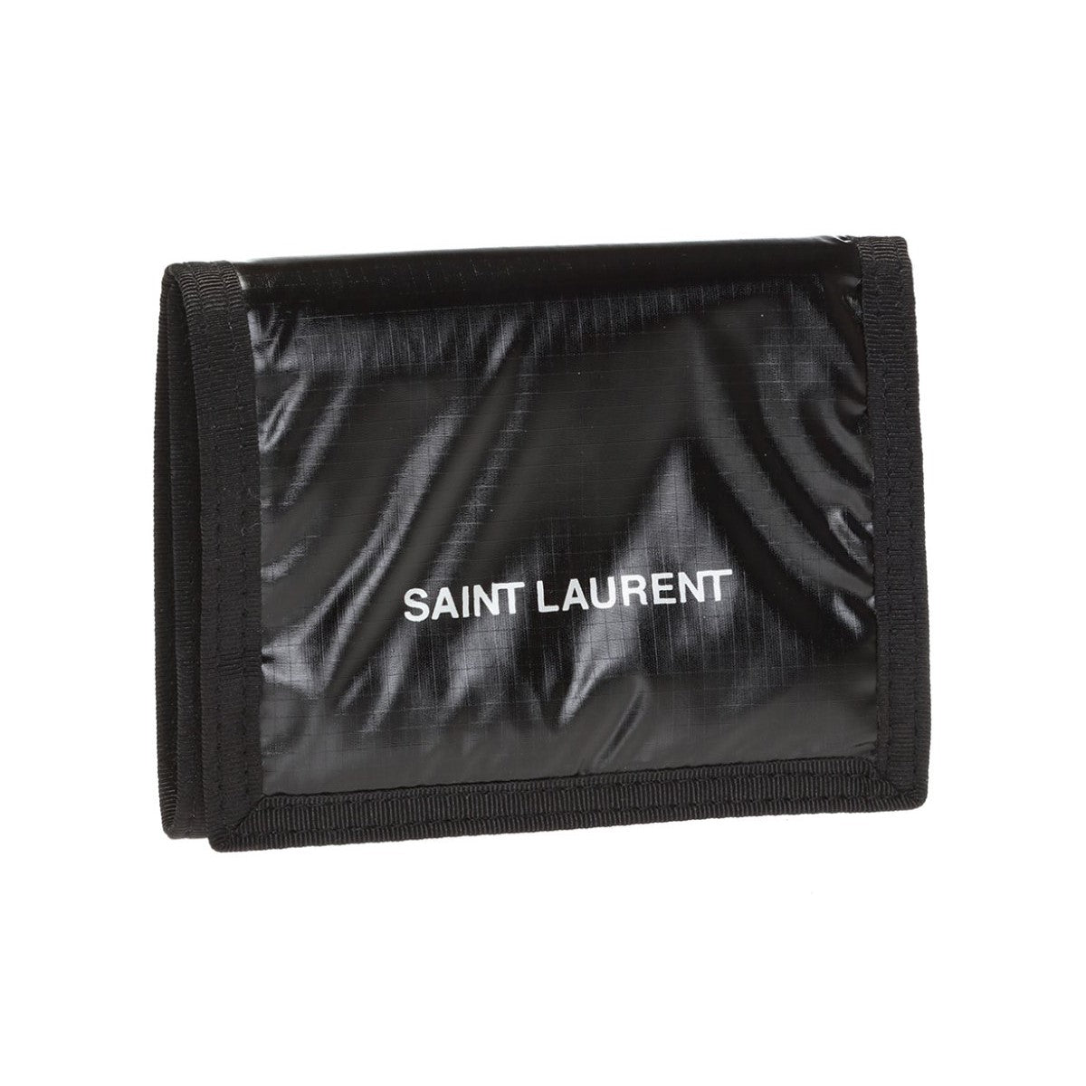 Saint Laurent Nuxx Ripstop Black Trifold Flap Wallet 588189