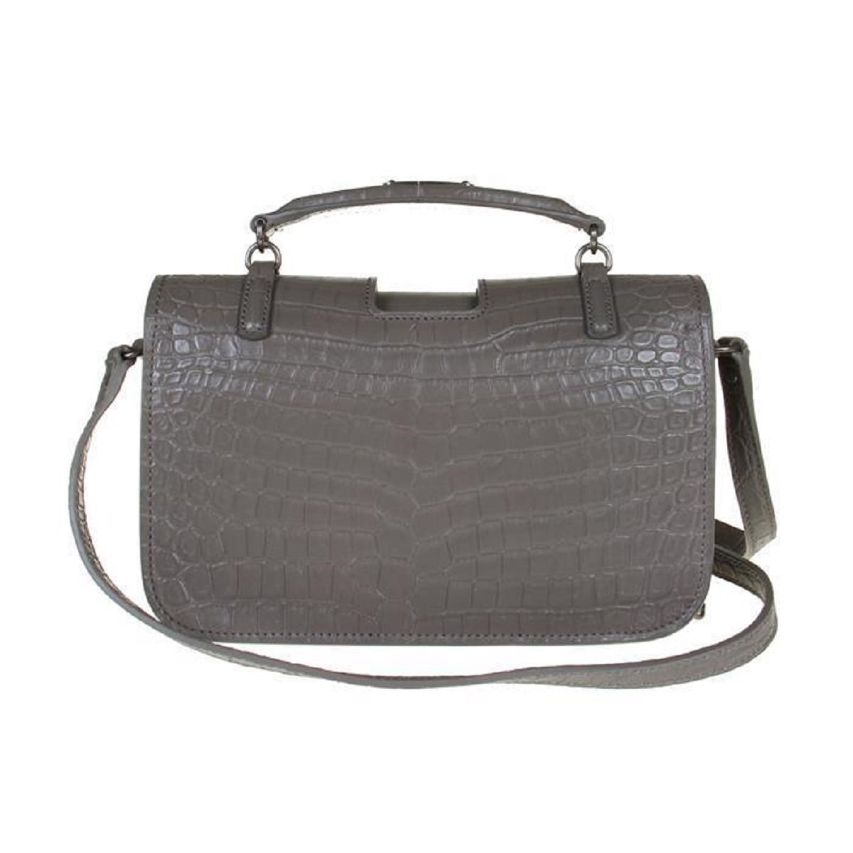 Saint Laurent Charlotte Crocodile Embossed Leather Grey Bag 486638