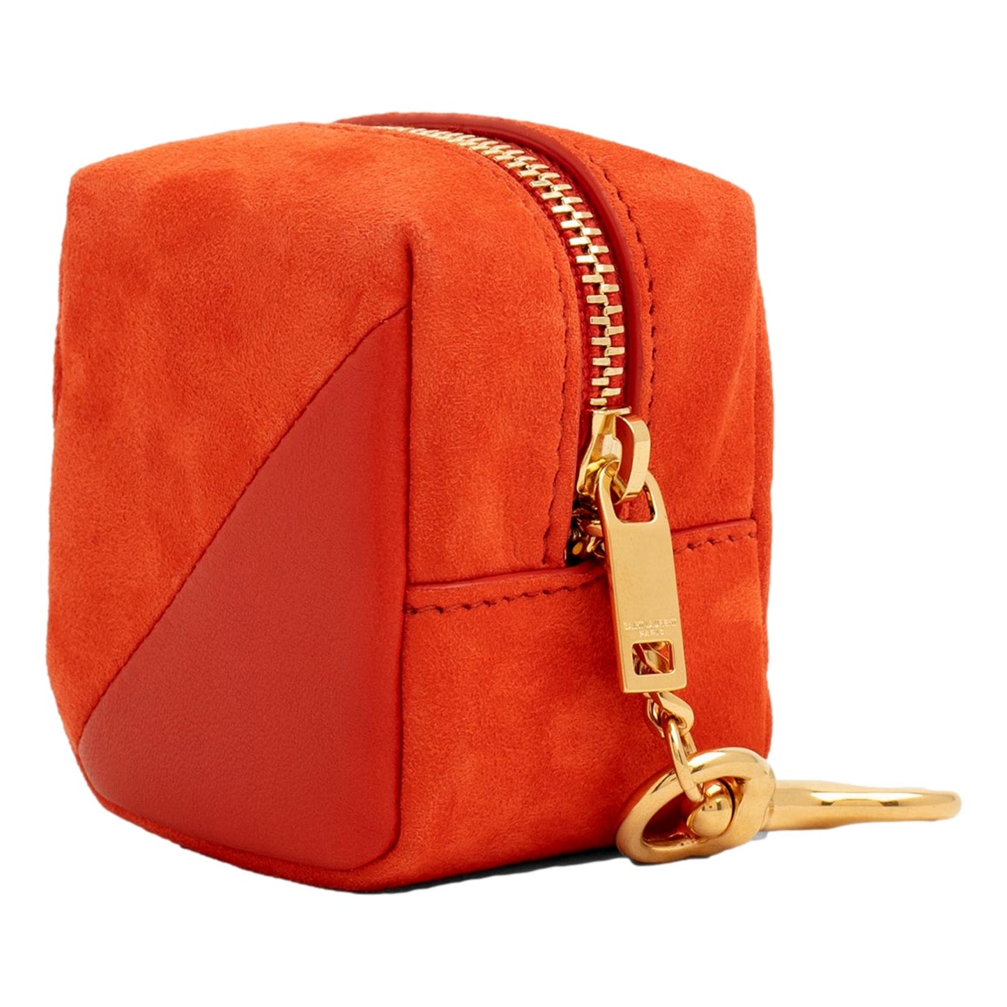 Saint Laurent Jamie YSL Keyring Cube Orange Suede Leather 669964