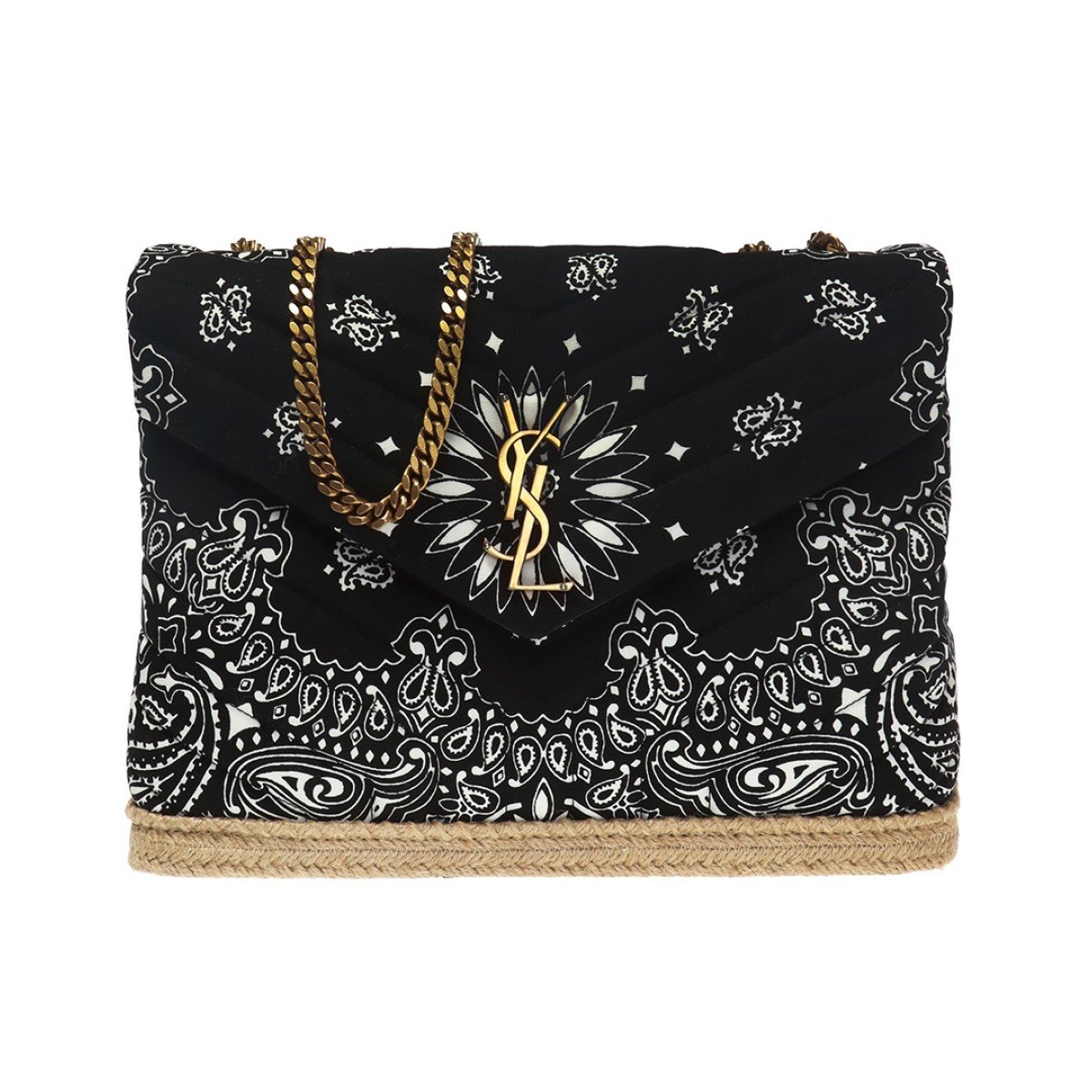 Saint Laurent Loulou Black Paisley Quilted Monogram Chain Bag 487216