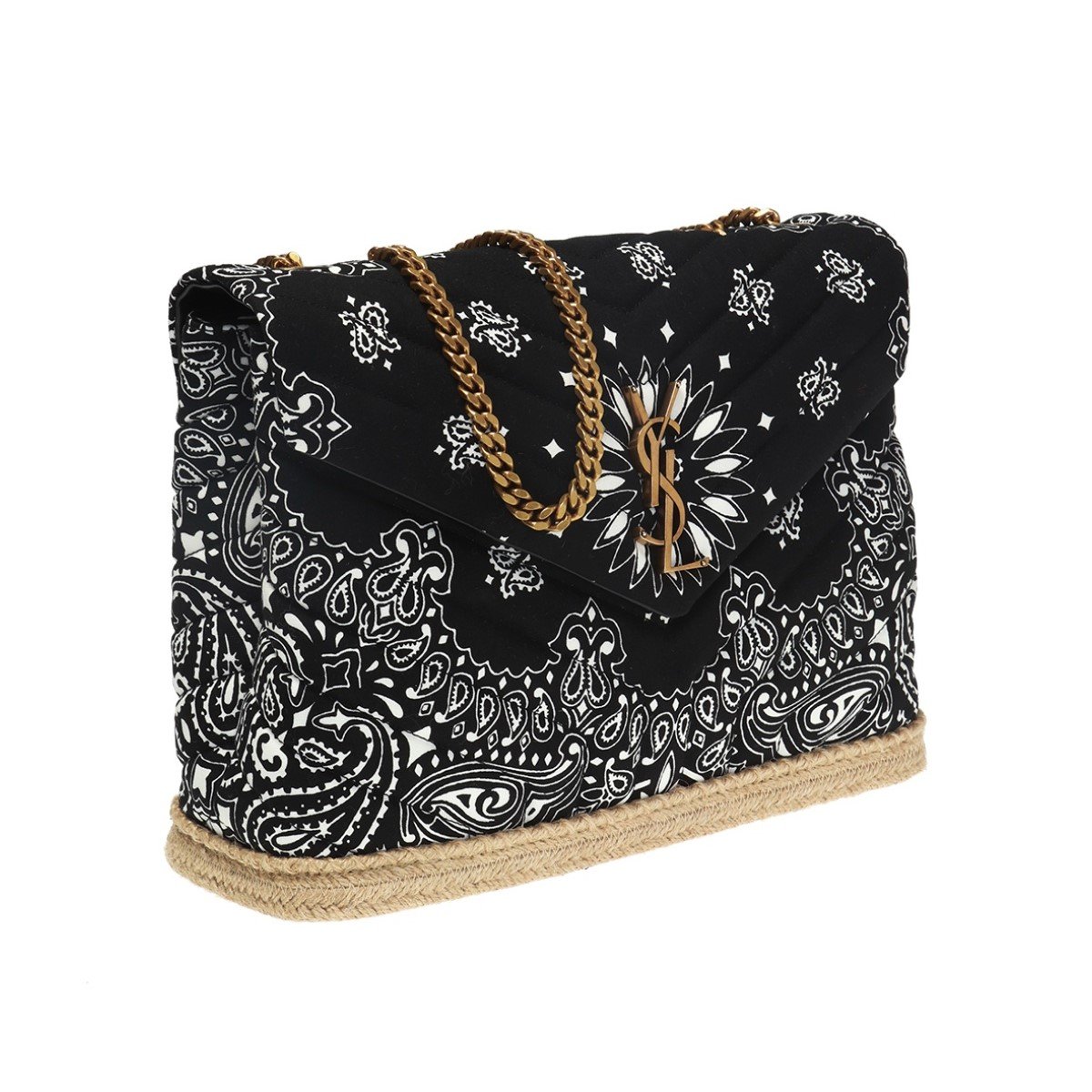 Saint Laurent Loulou Black Paisley Quilted Monogram Chain Bag 487216