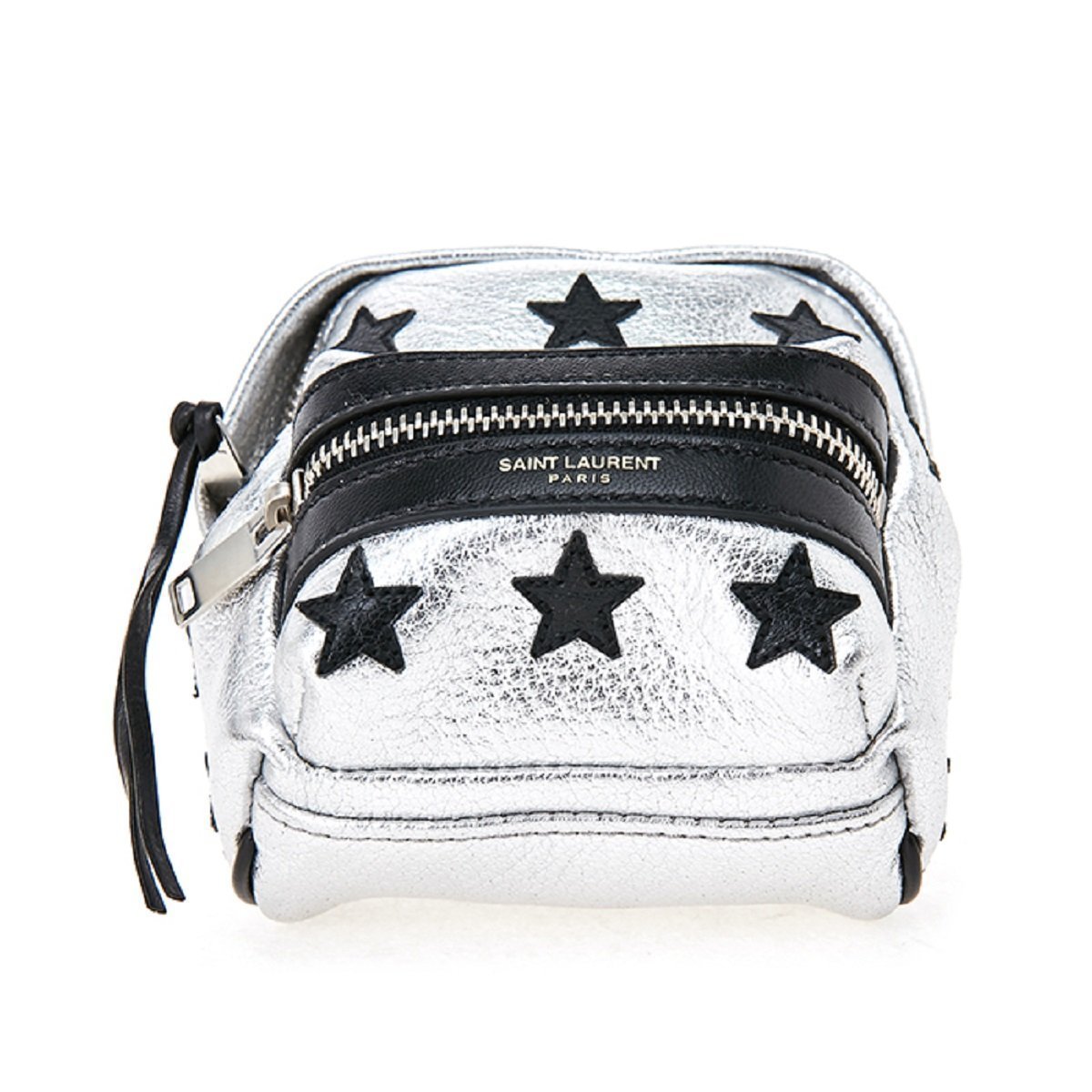 Saint Laurent Silver/Black Unisex Zip Backpack Key Chain Black Stars 441914