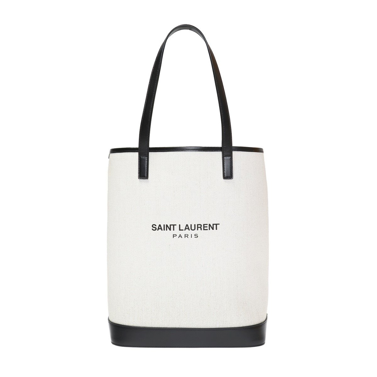 Saint Laurent Teddy White Coated Linen Drawstring Bucket Bag 551595