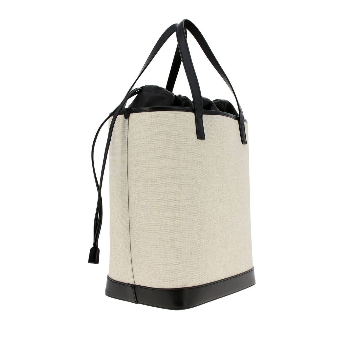 Saint Laurent Teddy White Coated Linen Drawstring Bucket Bag 551595