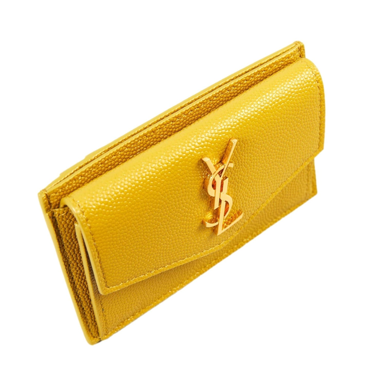 Saint Laurent Uptown Yellow Grain Leather Card Holder 582305