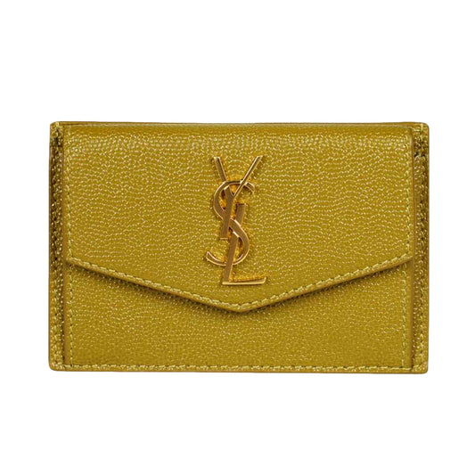 Saint Laurent Uptown Yellow Grain Leather Card Holder 582305