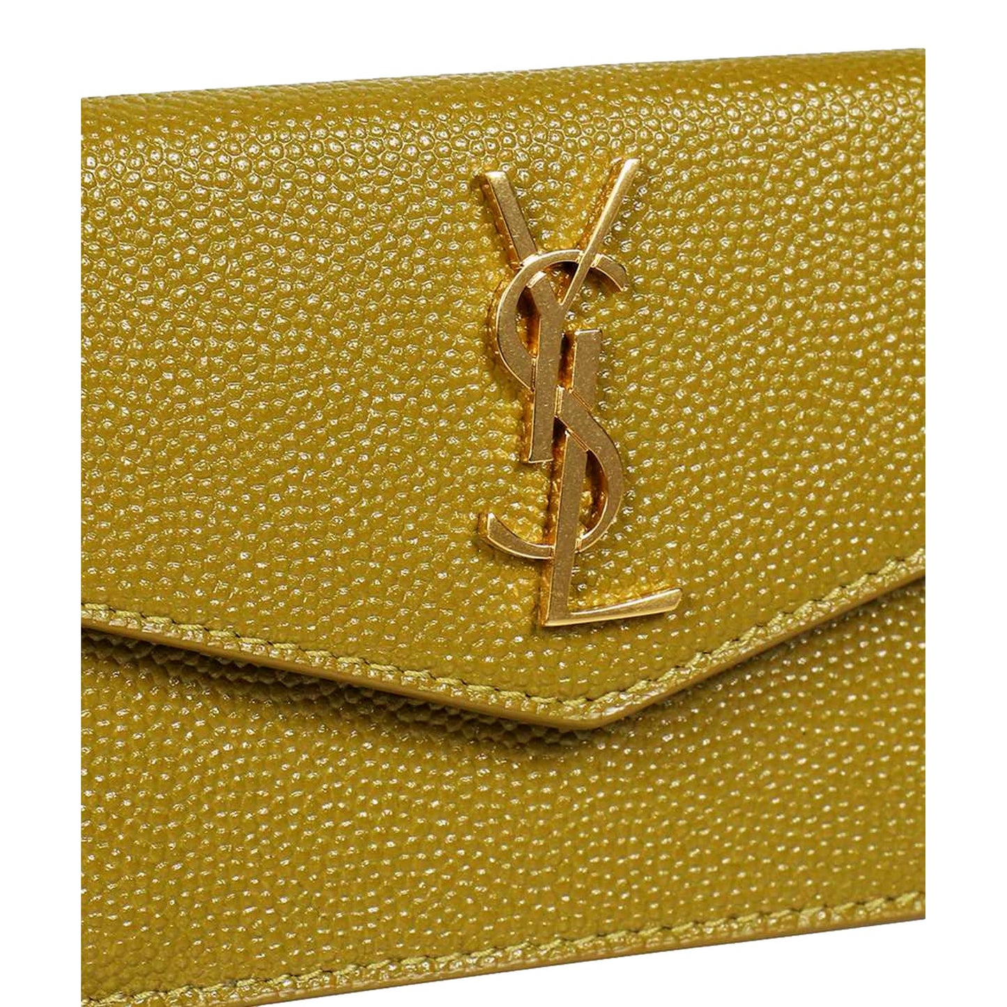 Saint Laurent Uptown Yellow Grain Leather Card Holder 582305