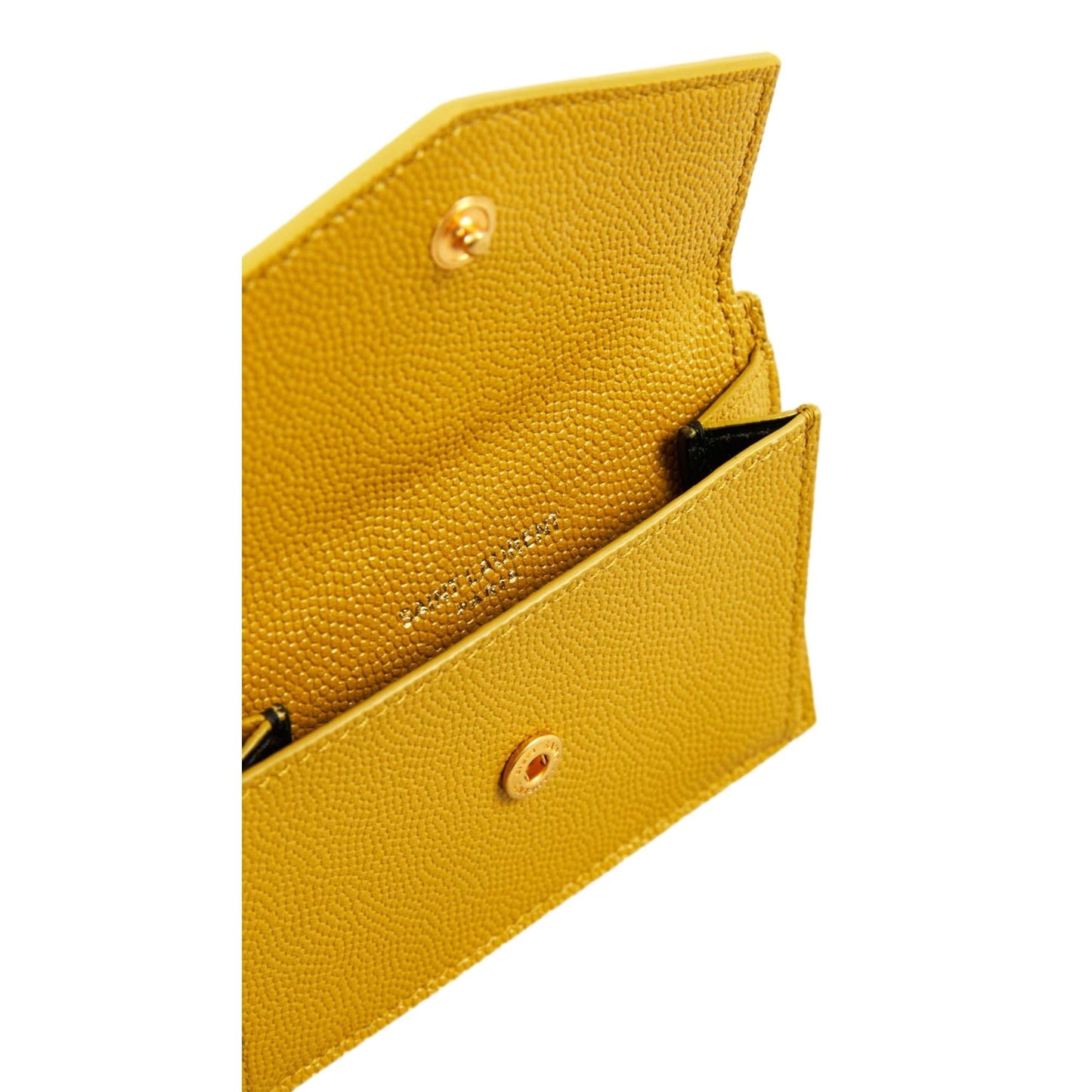 Saint Laurent Uptown Yellow Grain Leather Card Holder 582305